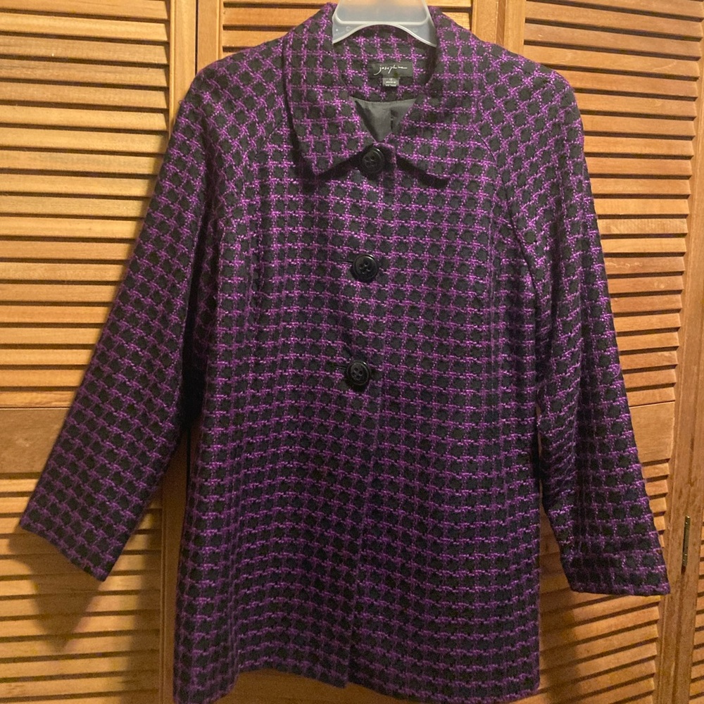 Josephine Purple and Black Swing Boucle Coat
